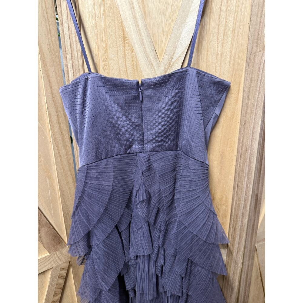 BCBGMAXAZRIA frosted plum purple strapless Sas ruffled tiered cocktail dress - Picture 7 of 9